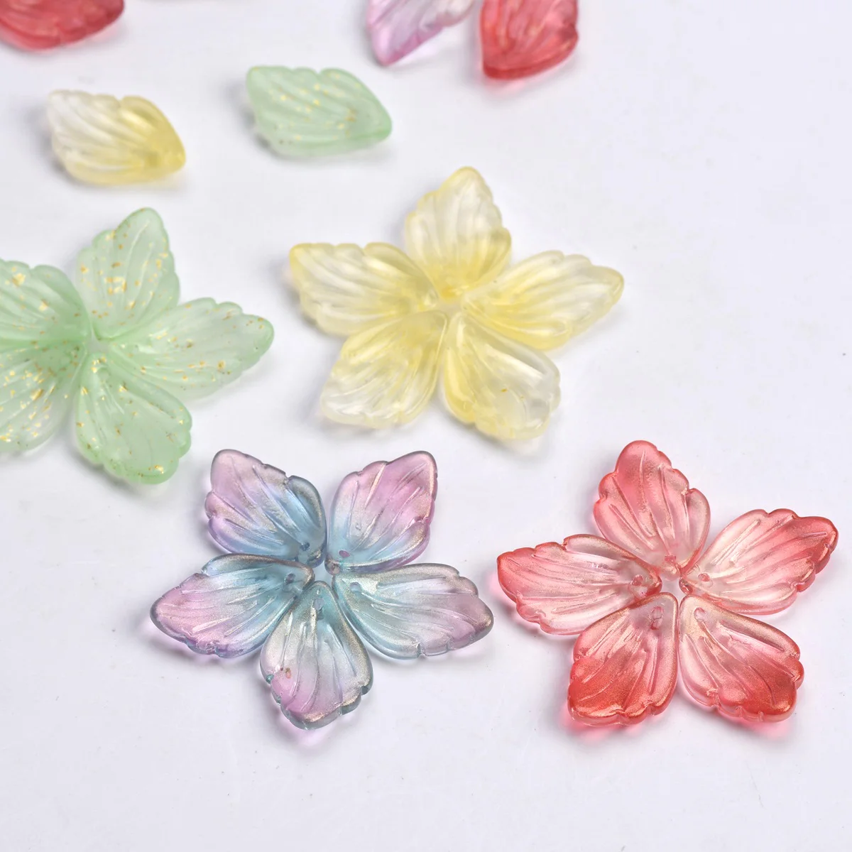 

10pcs 19x13mm Petal Shape Crystal Glass Lampwork Top Drilled Pendants Loose Beads for Jewelry Making DIY Handmade Crafts Flower