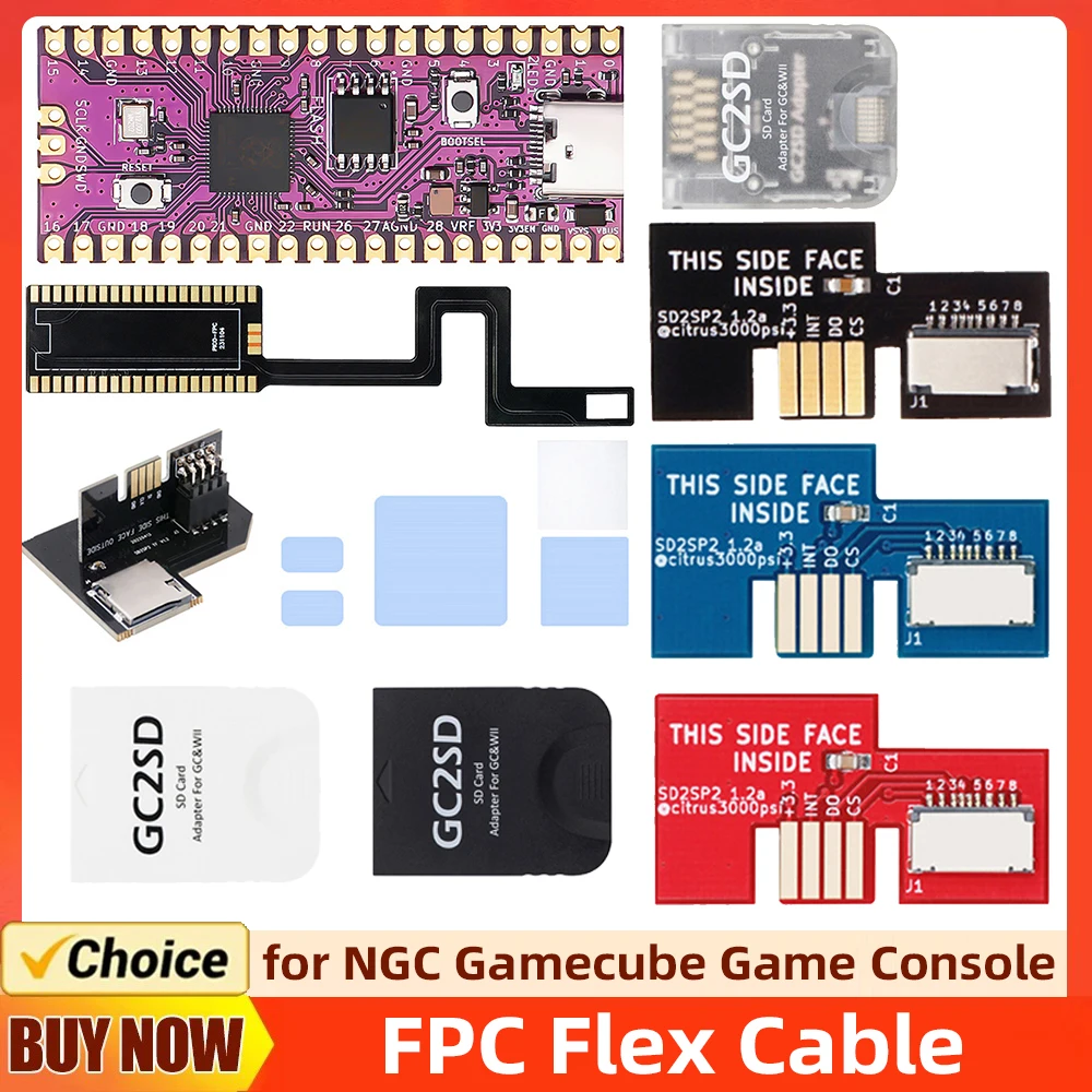 For Raspberry Pi Pico Picoboot FPC Flexible Ribbon Cable with SD2SP2 Adapter GC2SD Card Reader FPC Flex for Retro Game Console