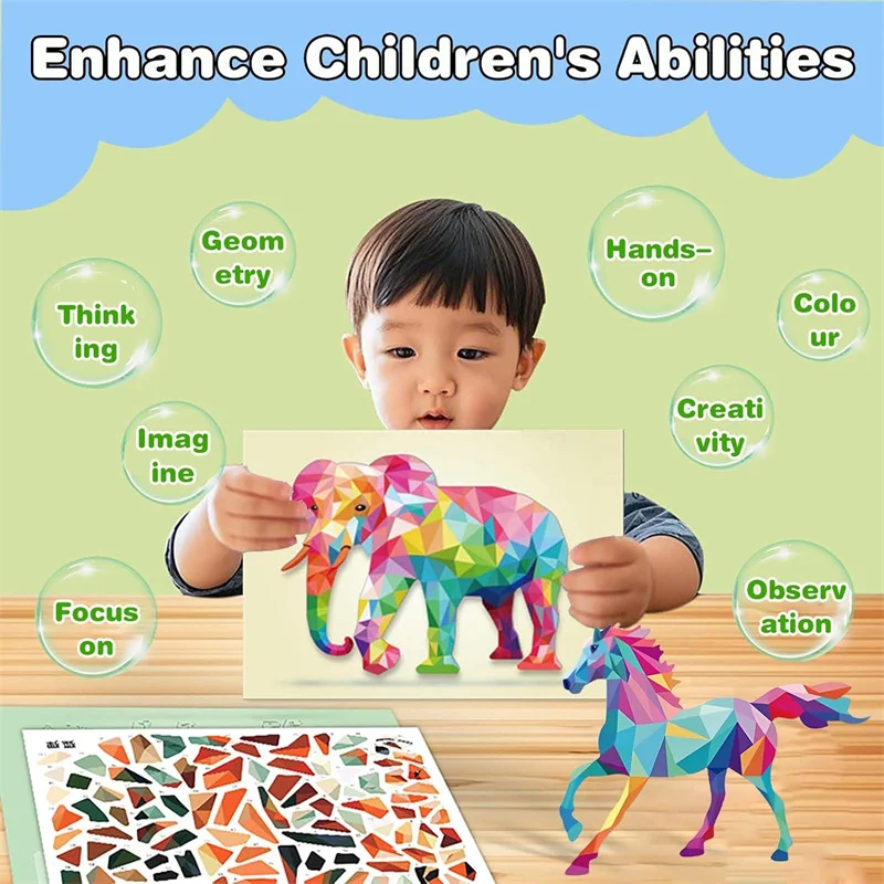3D Geometric Collage Educational Toy Kids Cartoon Stickers Beginner Craft Kit
