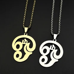 India Tamil Om Symbol Necklace for Women Men Stainless Steel Gold Color Buddhist Om Shiva Yoga Charm Necklaces Jewelry N8089S01
