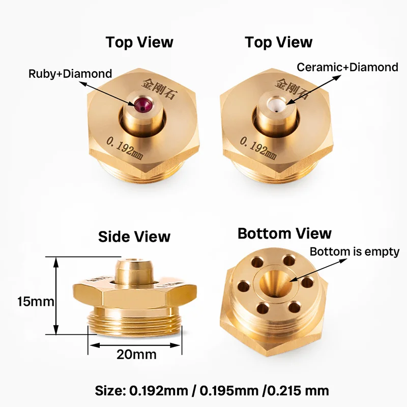 EDM Wire Guider for  Ruijun Medium Speed WEDM Wire Ruby Guide  for Wire Cutting Machines Water Nozzle0.192mm/0.195mm 1PC