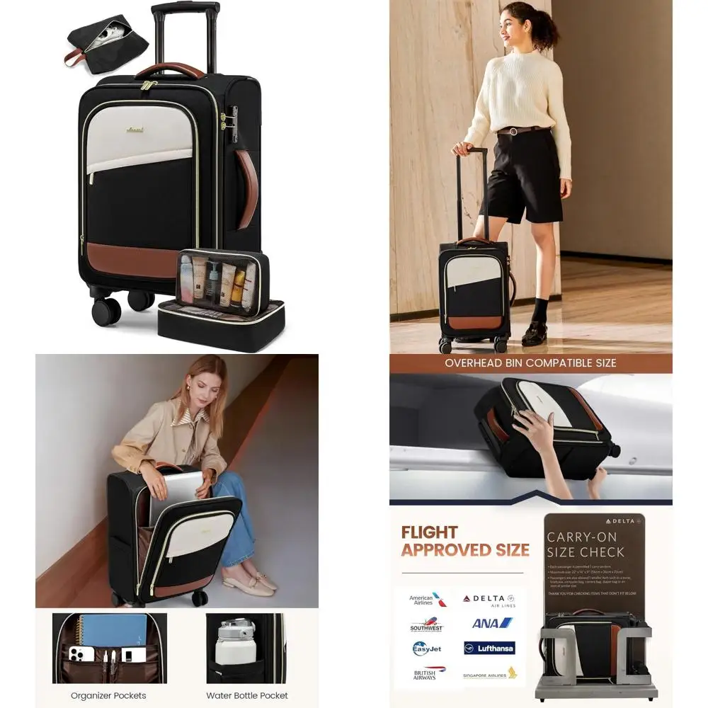 

Схваленый в авиакомпании 20-дюймовый набор чемоданов на колесиках Softside, 22x14x9 дюймов, чемодан из 4 предметов с колесиками для путешествий