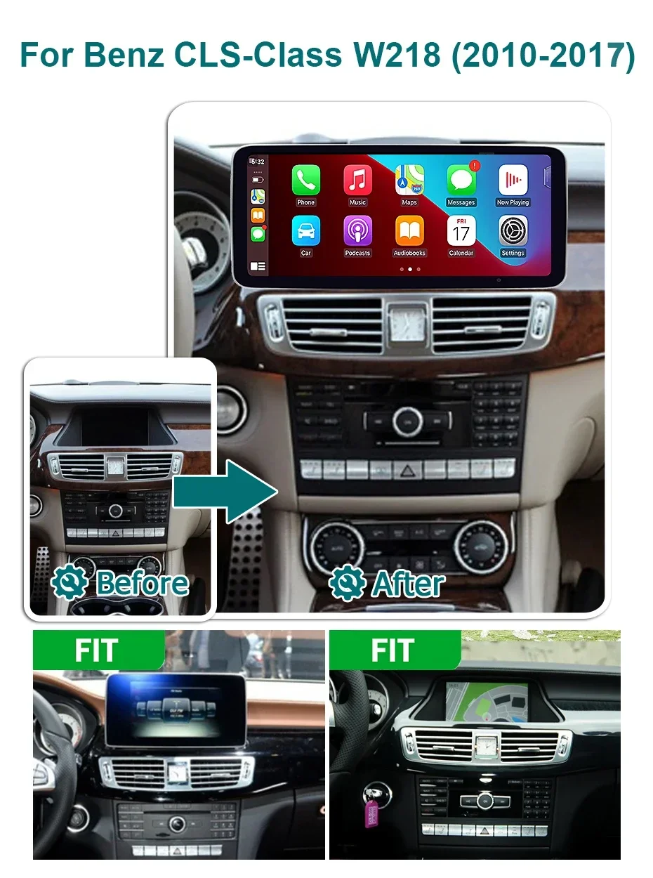 Kabelloses Carplay Android 15 Autoradio für Mercedes Benz CLS-Klasse W218 2010-2018 1920*720P Stereo-Bildschirm Multimedia-Player – Detail 1