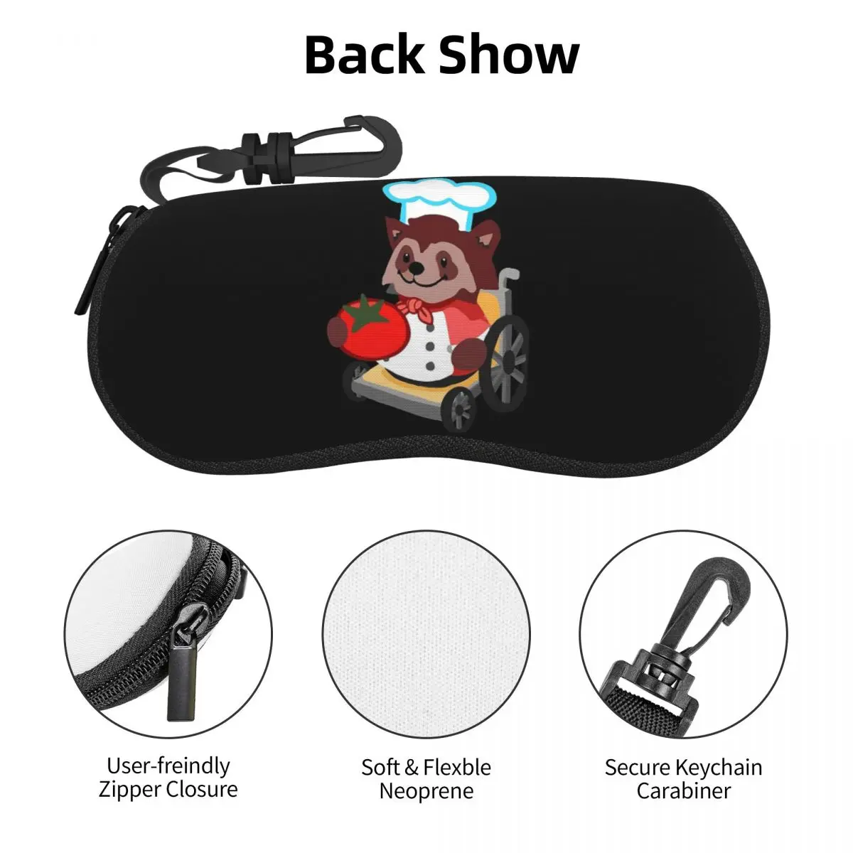 かわいい煮すぎた車椅子アライグマシェフギフトシェルメガネケースポータブルサングラスボックス女性男性ソフト眼鏡バッグポーチ