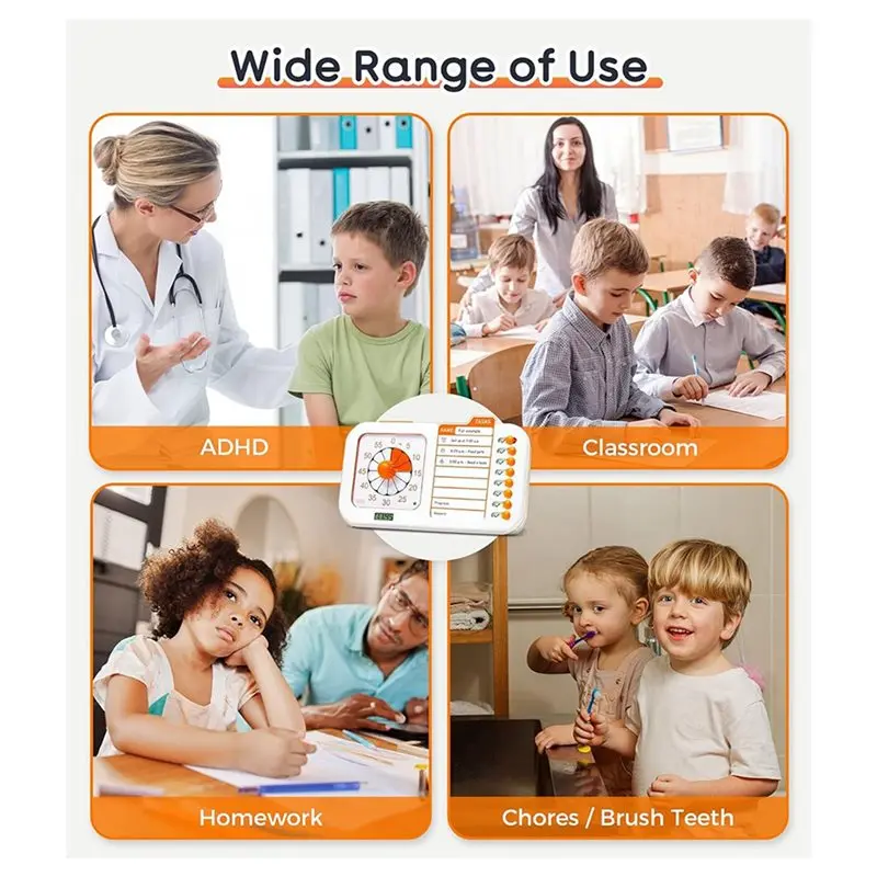 B44C 3X 3-In-1 Visual ADHD Timer For Kids & Adults With Planning Board, Task Timer, Chore Chart & Visual Schedule Planne