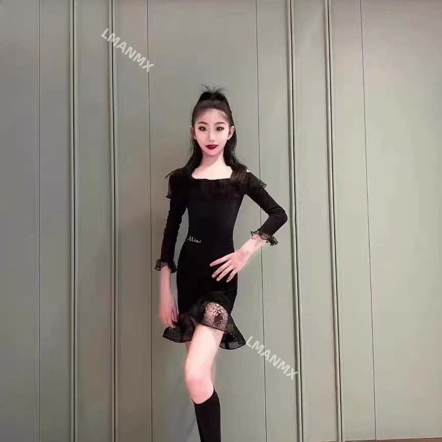 Latin dance dress for girls, professional regulations, competition dress, new autumn and winter children's practice dress