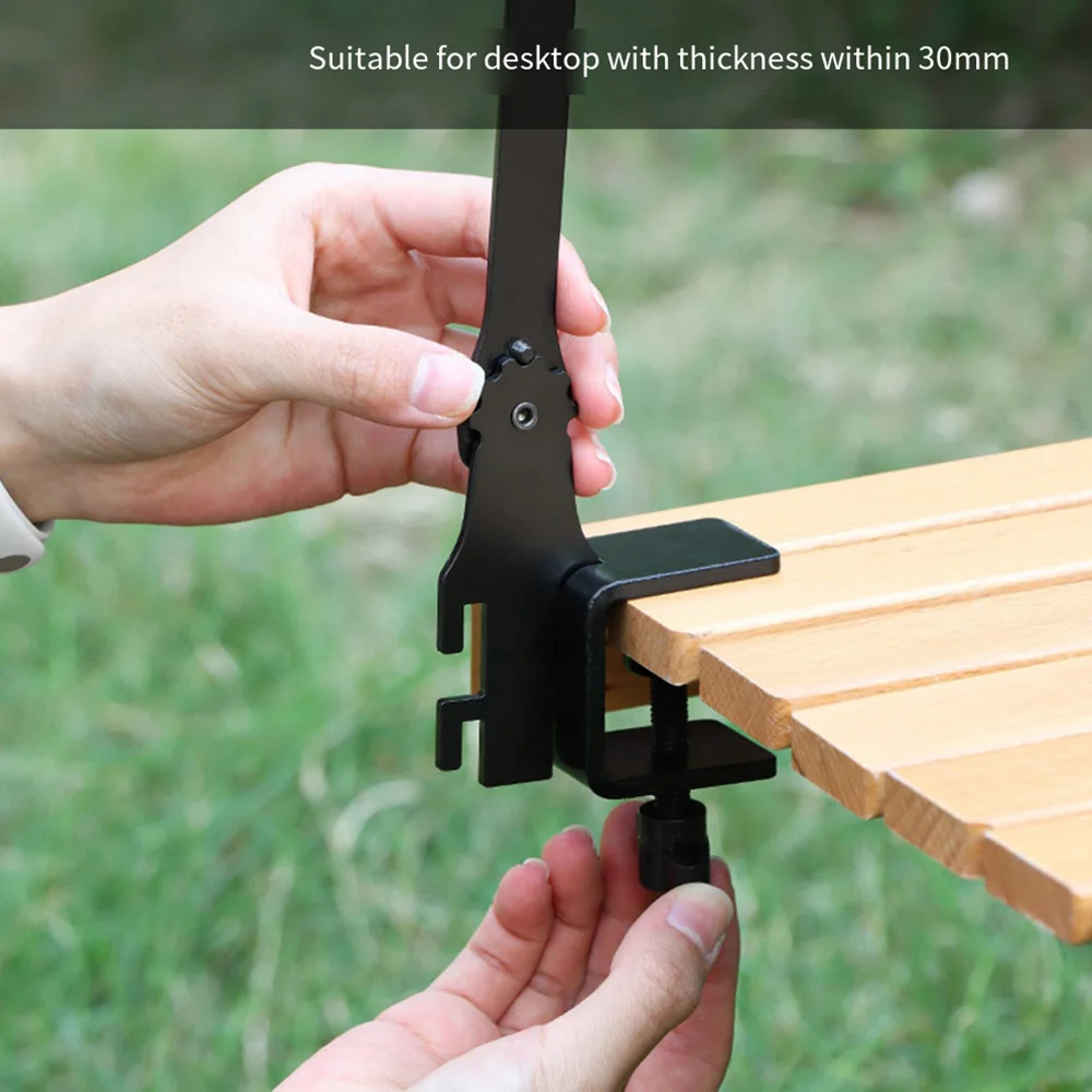 Folding Table Lamp, Cantilever Bracket, Clamp, Adjustable Height, Aluminum Light Stand for Outdoor Camping Lantern Camera