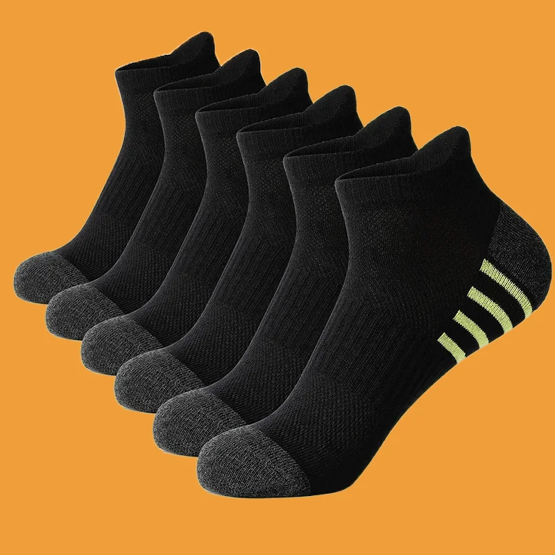 6/12 Pairs New High Quality Fashion Men Women Cotton Short Socks Sports Solid Color Cycling Breathable Mesh Running Thick Socks