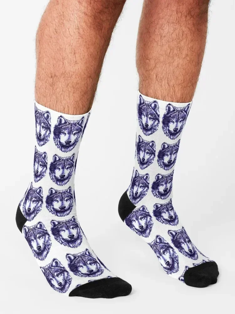Timber Wolf - Blue Socks valentine gift ideas Sports Non-slip Heating sock Mens Socks Women's