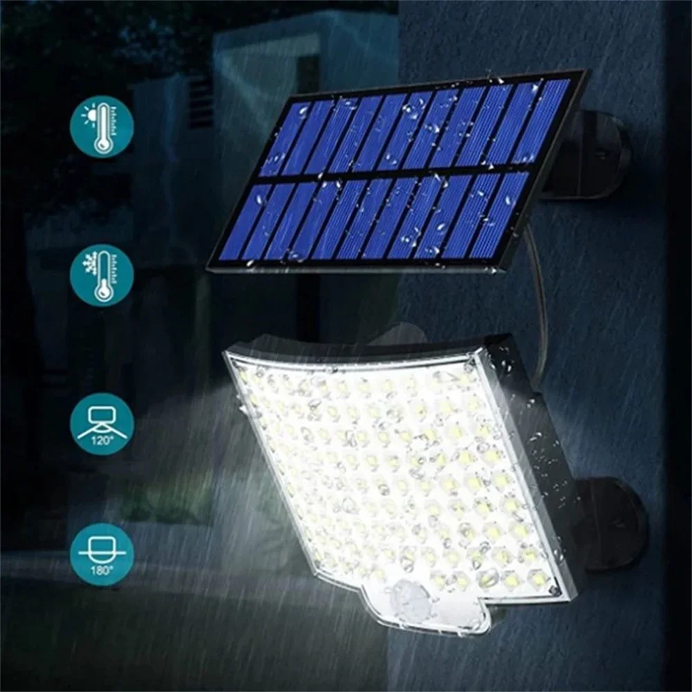 1/2 pièces capteur solaire applique murale 106 LED Super lumineux inondation solaire avec télécommande 3 Modes extérieur Garage LED lumière de sécurité