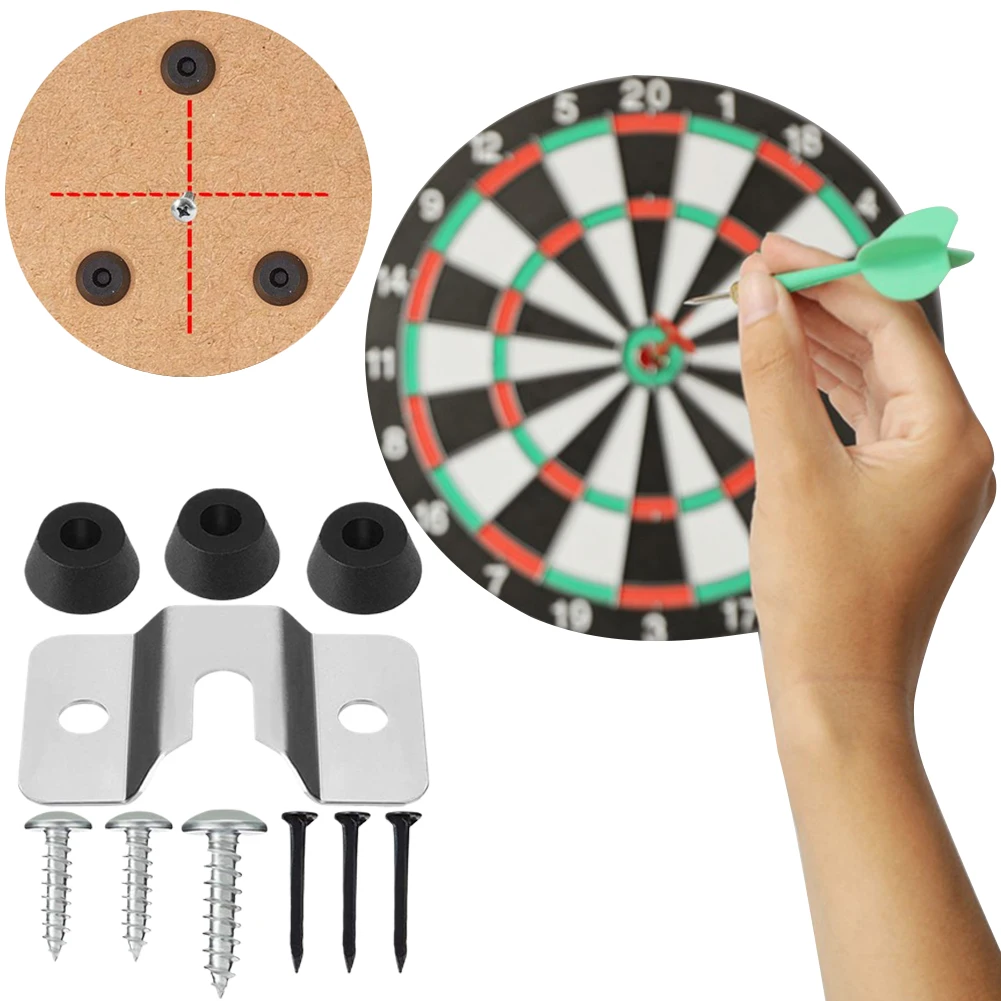 1 Set Dartboard Mounting Bracket Hardware Kit with Pads and Screws Wall Bracket Dart Board Hanger Bracket for Hanging Dartboard