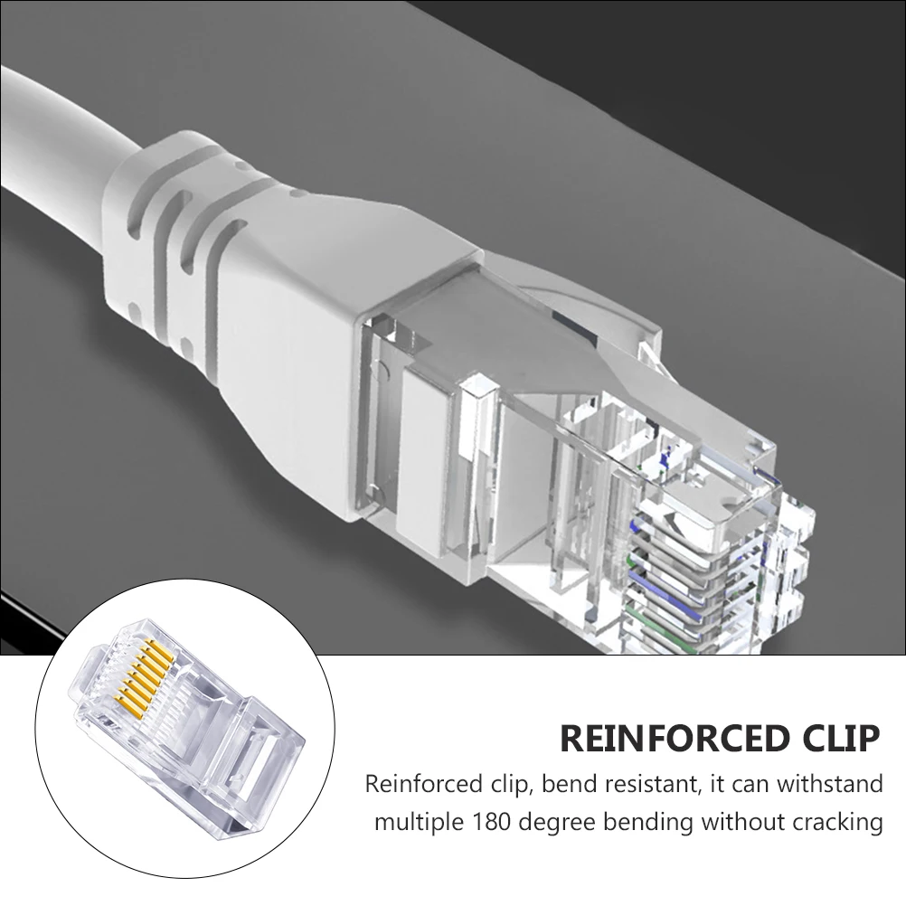

100PCS Crystal Clear RJ45 Ethernet Crimp Connector Network Cable End for Superior Performance