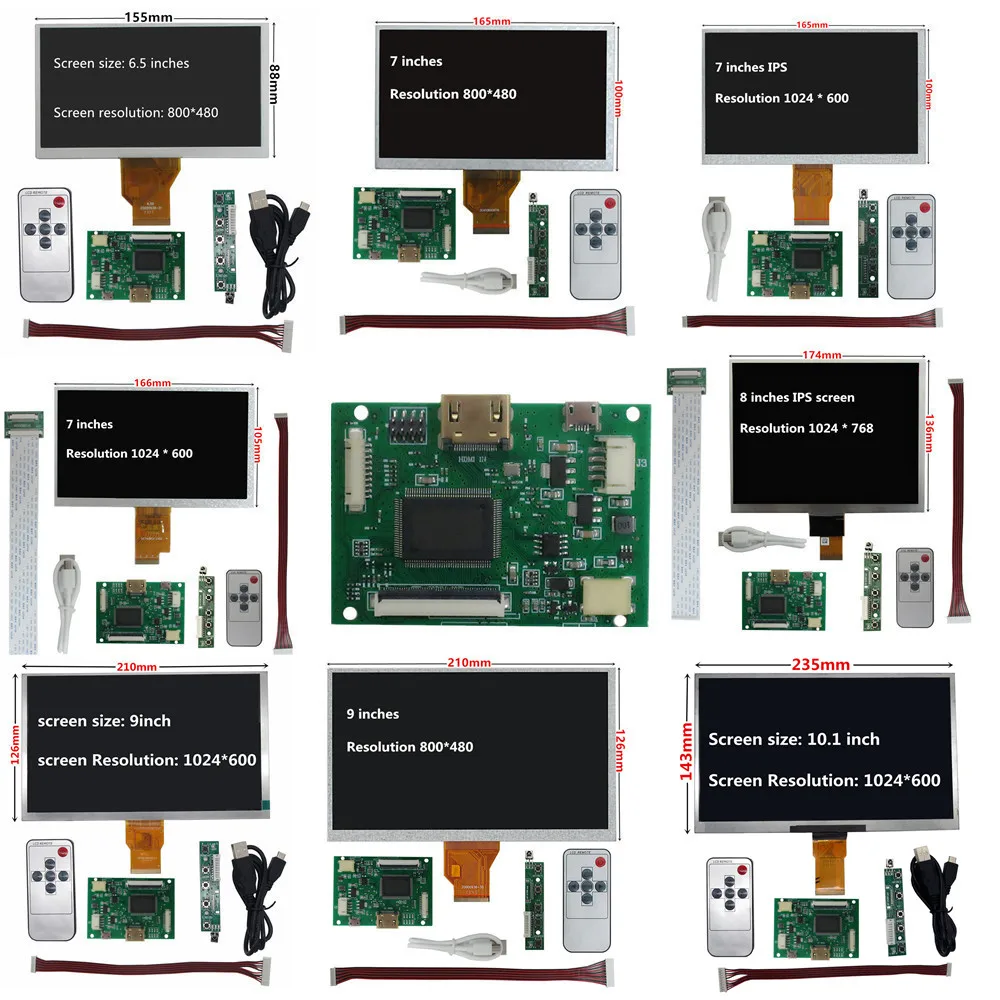 

6.5/7/8/9/10.1 inch LCD display driver control board HDMI compatible display for Raspberry Pi Banana PC Secondary screen Driving