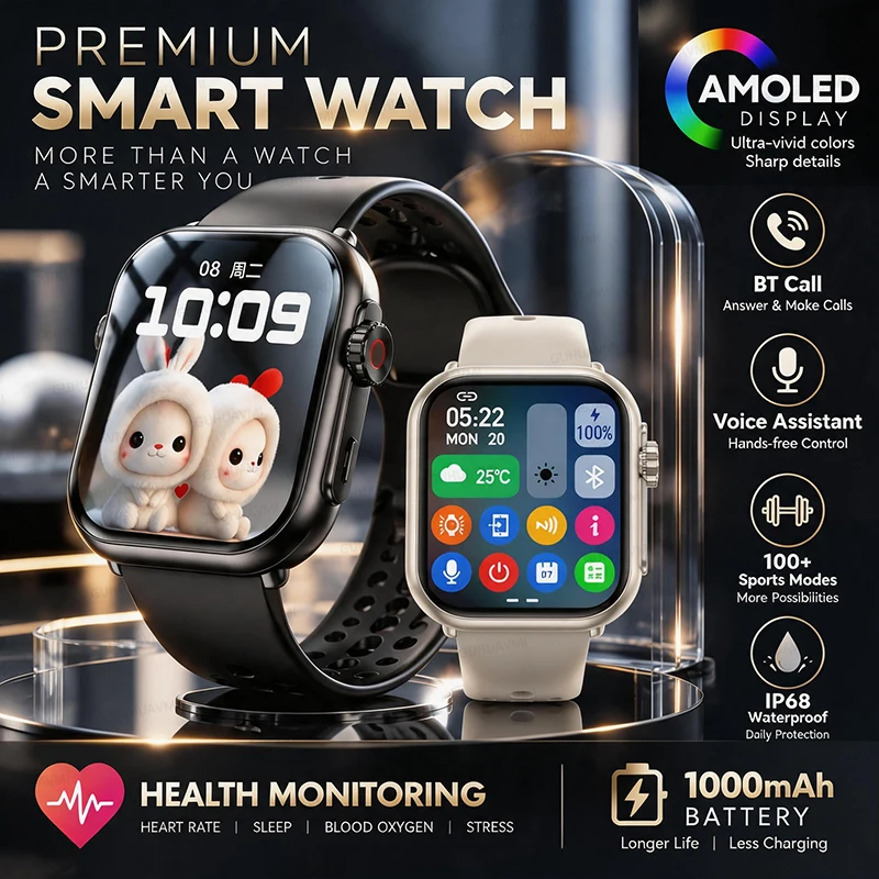 Smartwatch Watches Brands For Women - 패션 워치 울트라 K62, 남성용/여성용, 1000mAh