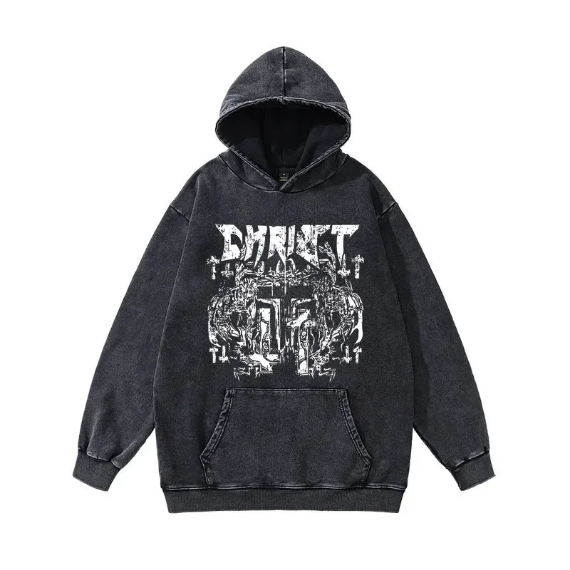 Skull Print Retro Hoodie Women High Street Trend Gothic Sweatshirt Y2K Sweater Ins Loose Couple Street Hooded Sweatshirt Man