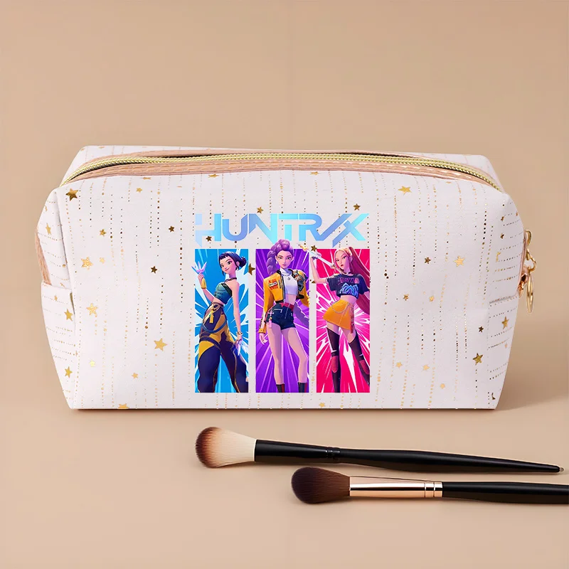 

Косметичка Demon Hunters Kpop для женщин и девочек, аниме, сумка для мытья туалетных принадлежностей, большая вместимость, органайзер для кистей для макияжа, сумки для хранения, подарок