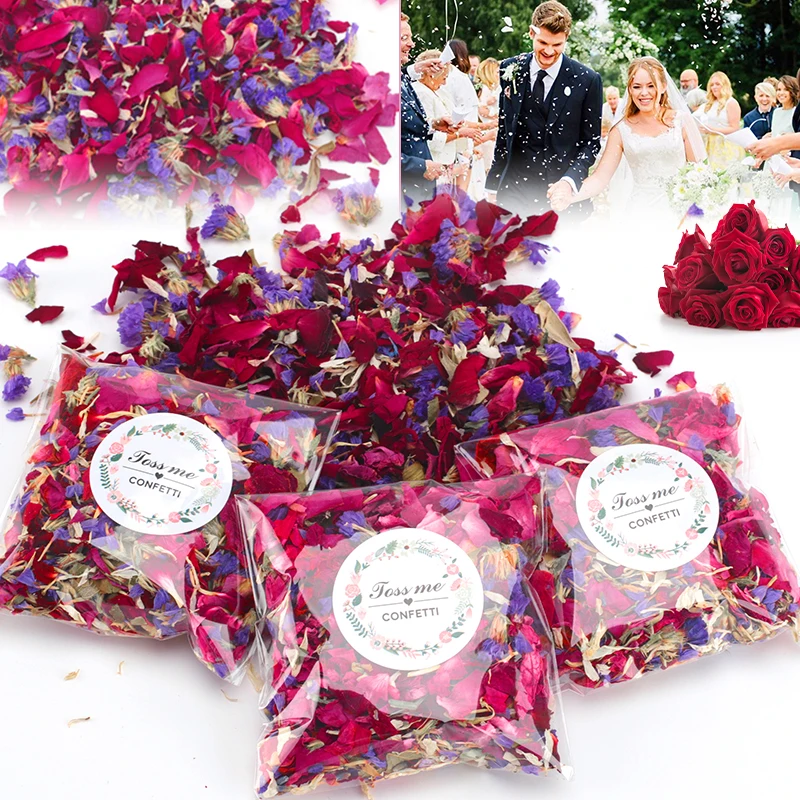 10-50Pcs Natural Wedding Confetti Dried Flowers Rose Biodegradable Petals Floral Bridal Shower Wedding Decor Birthday Party