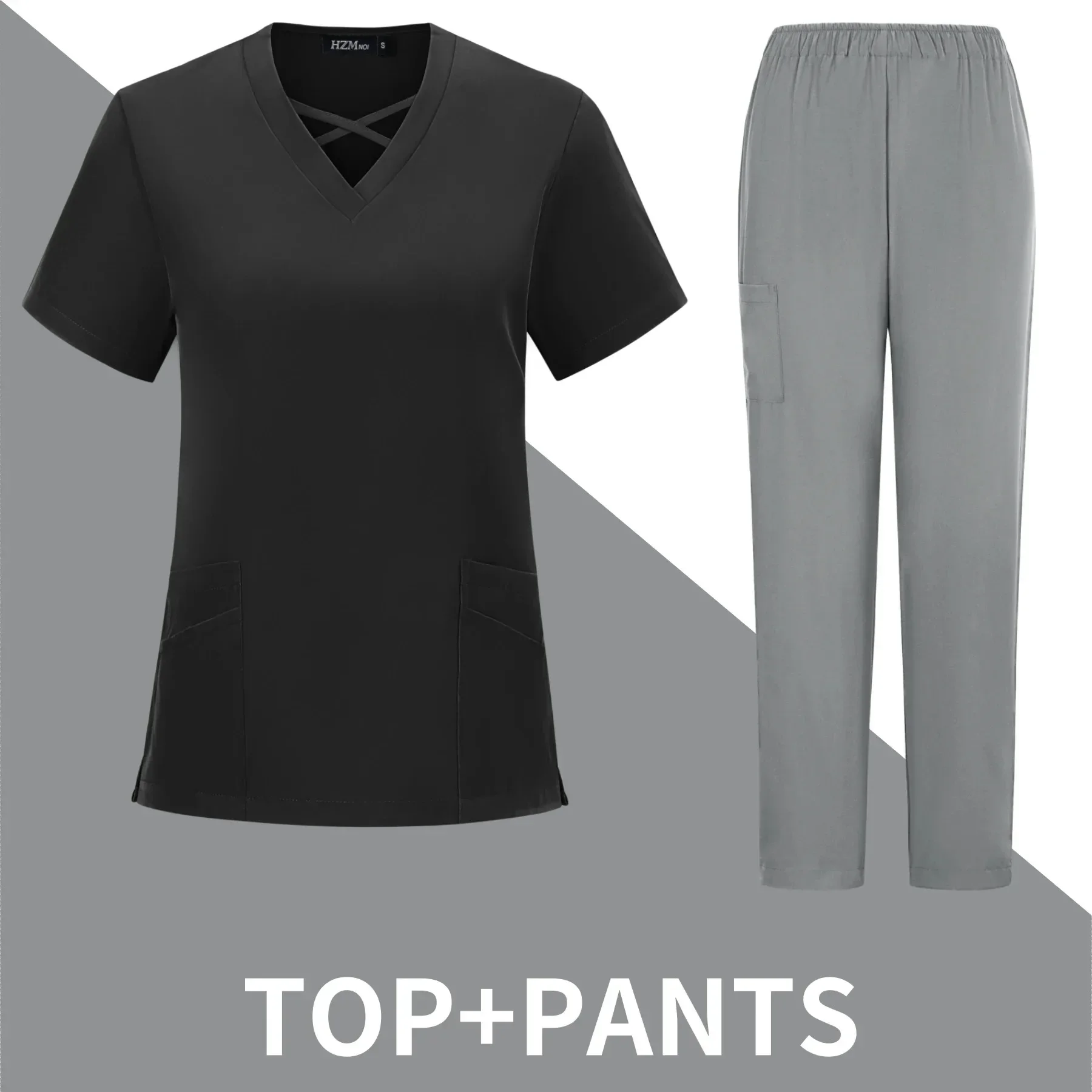 زي نسائي للدعك الطبي بأكمام قصيرة ، دعك ممرضة ، أطقم دعك للتمريض ، ملابس عمل سبا ، بيع بالجملة ، مستشفى