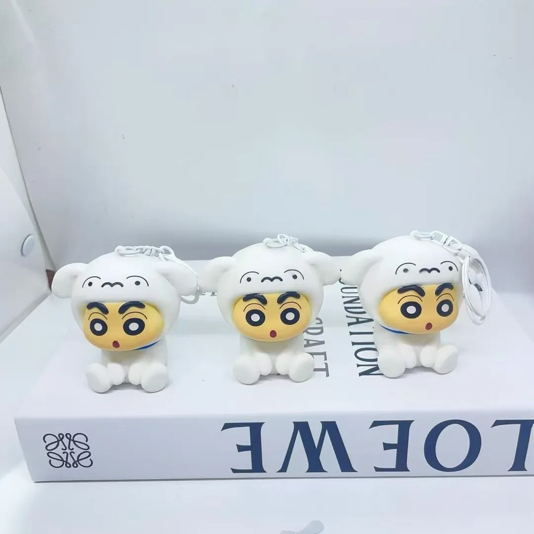 Crayon Shin-chan Little White Night Light Keychain Pendant Doll Pendant White Light Three-dimensional Ornament Kids Toy Gifts