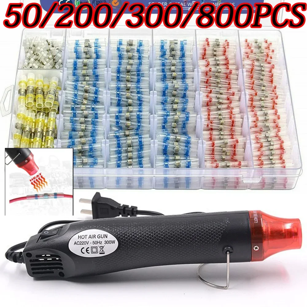 50/200/300/800PCS Heat Shrink Tubing Cable Sleeves Waterproof Solder Seal Wire Connector Electric Cabel Protection with Heater