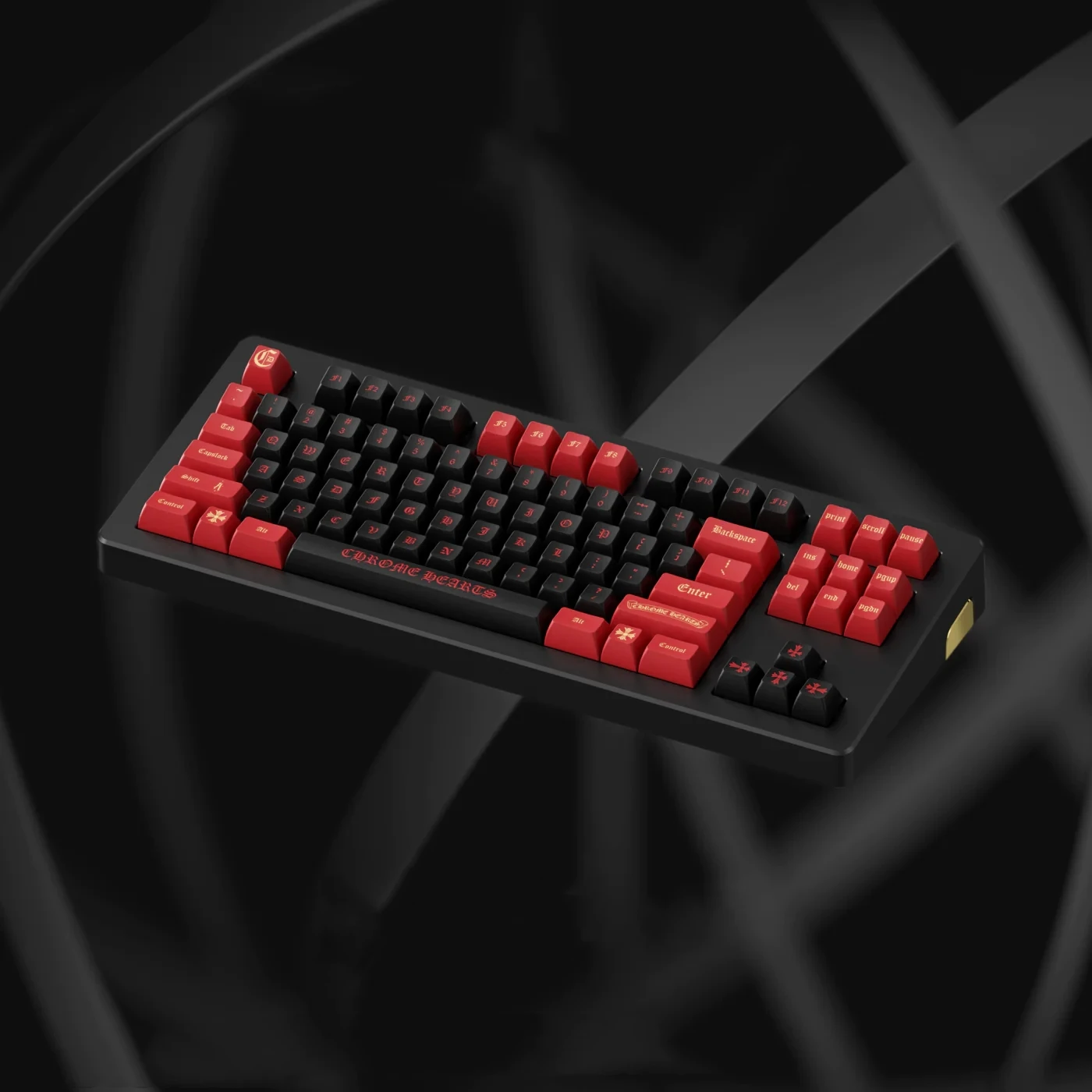 1 Set Dark CH Keycaps PBT Dye Subbed Red Black Key Caps KCA Profile Keycap For MX Switches Mechanical Keyboard