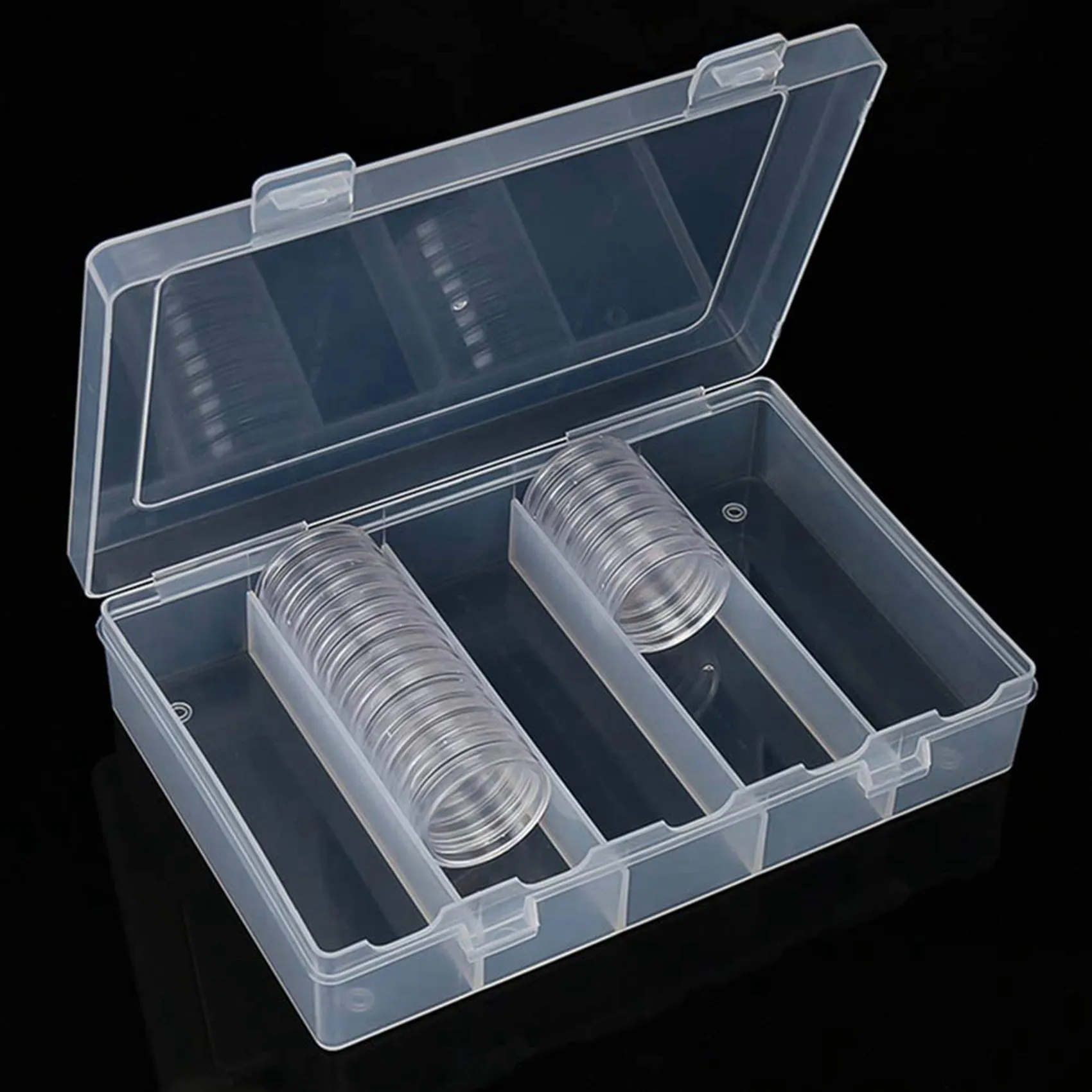 200 Stuks 30 Mm Muntcapsules Ps Ronde Munthouder Case En 6 Maten (19/20/22.25/25/27/30Mm) Beschermen Pakking