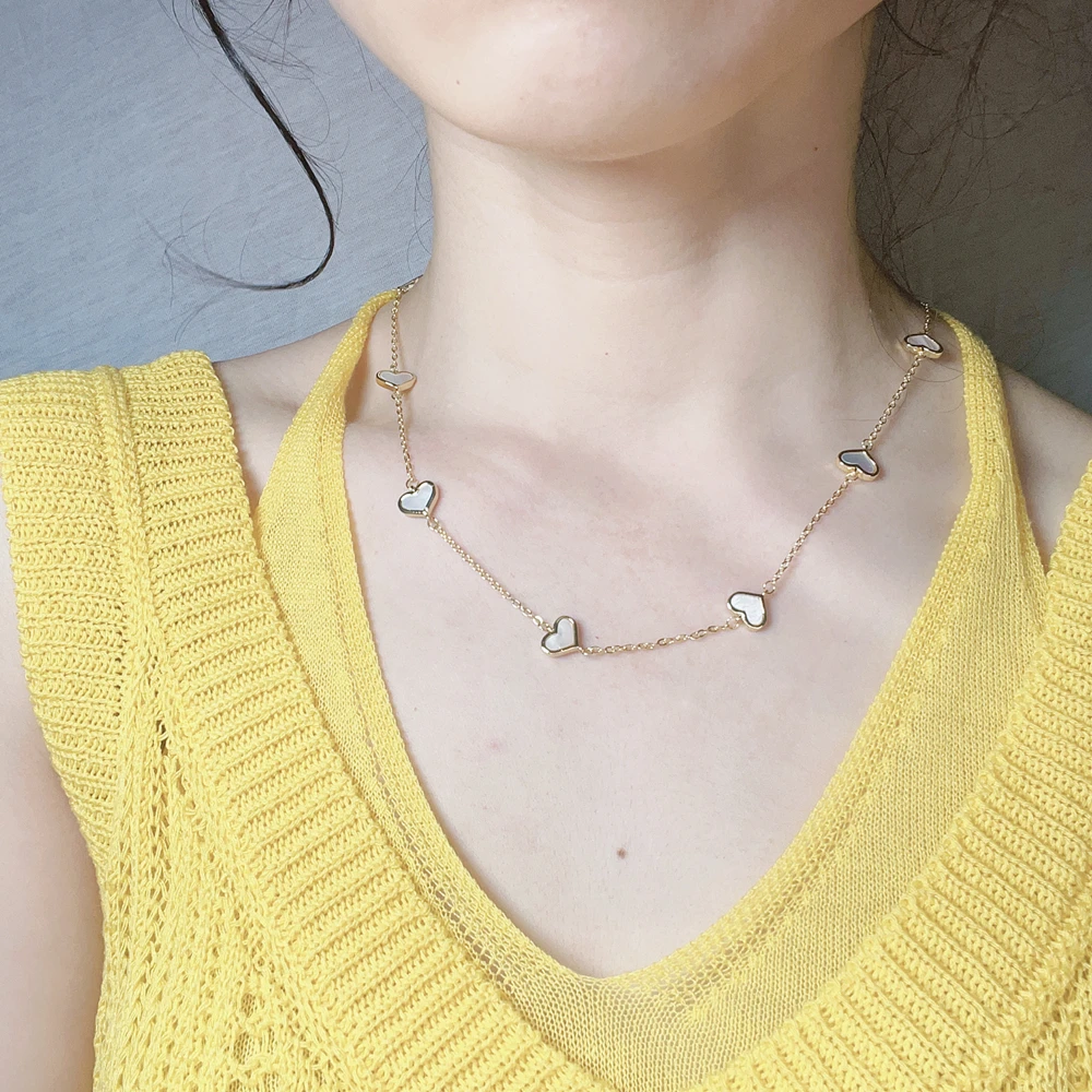 Fashion Enamel Sea Shell Heart Necklace For Women Jewelry Gift