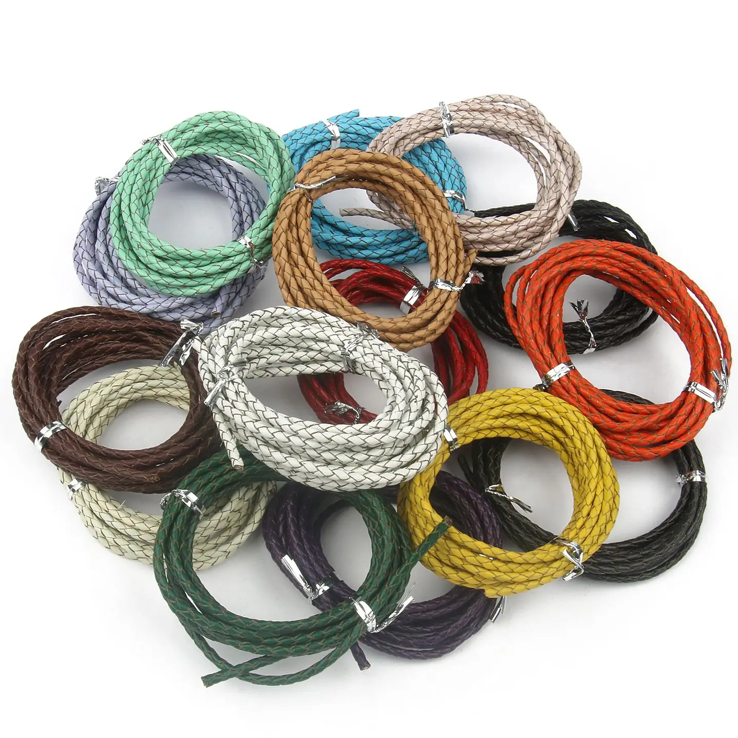 15 Color Braided Genuine Leather Rope Cord Jewelry Accessories 3 4 5 6mm Round Leather Cord For Diy Bracelet Jewelry Making 2m