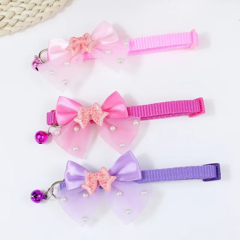3 قطعة قابل للتعديل الحيوانات الأليفة ربطة القوس فيونكة طوق مع جرس لينة القط الكلب قلادة الأزياء الديكور للقطط الجراء احتفال الحفلات