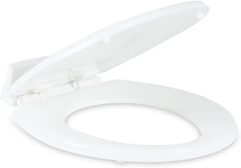 

Universal Slow-Close Toilet Seat with White Finish, Easy Installation for Home Comfort