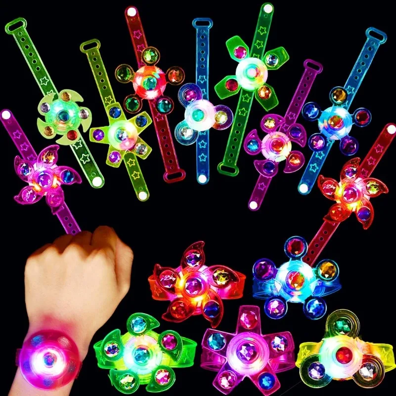 Kid\'s Glow Watch LED Light Up Fidget Spinner Toys Rotary Gyro Watch Glow In The Dark Party Favors Birthday Gifts Party Supplies