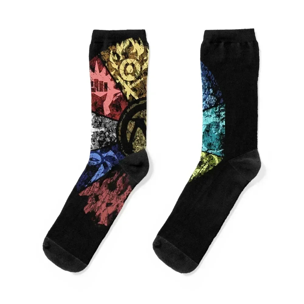 Chaussettes MTG Faded Guild Wheel pour hommes et femmes, Chaussettes de football, Cadeaux de Noël, Mode Saint-Valentin, Idées cadeaux