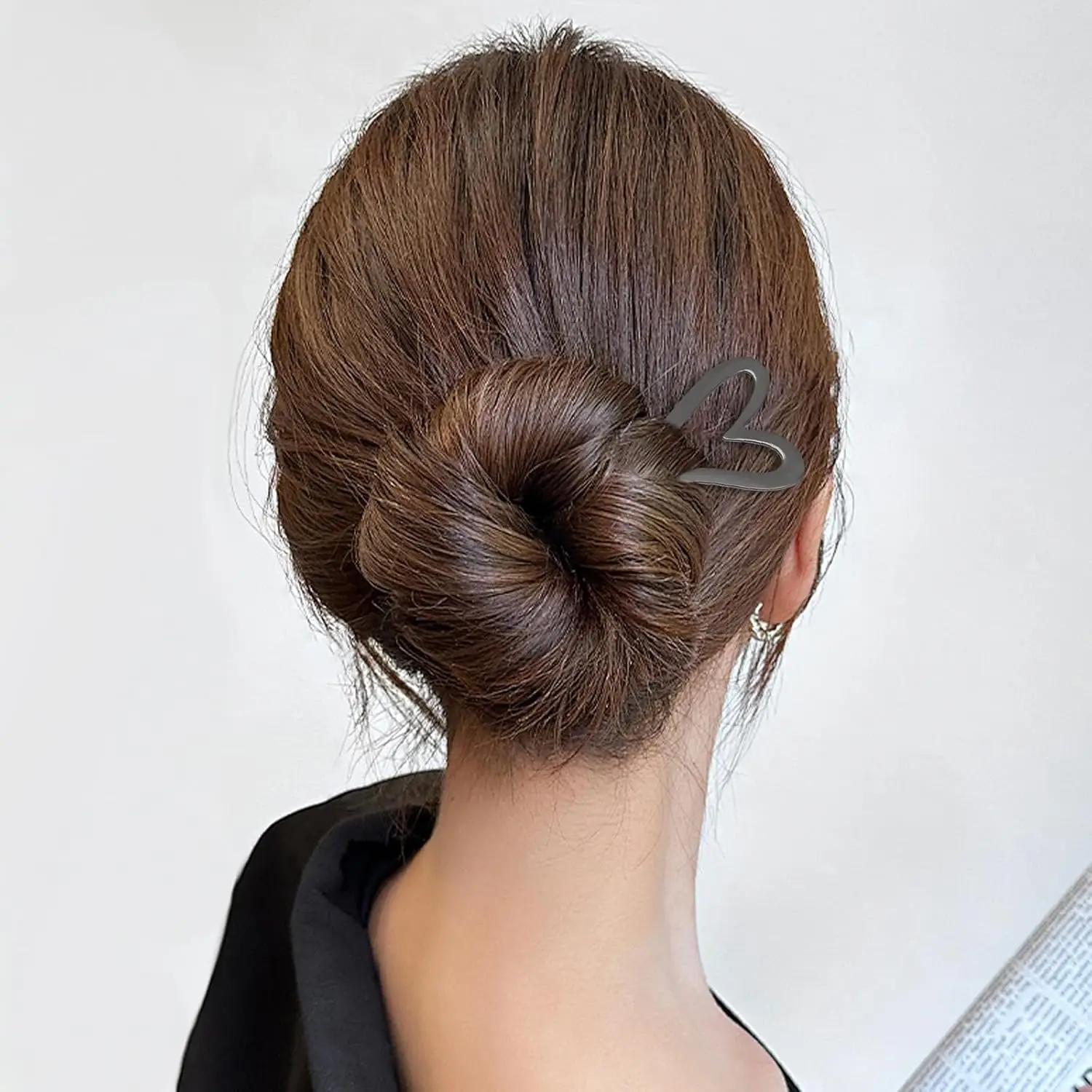 1/2 Stück Französische Vintage Metall Herz U-förmige Haarnadeln Haarstäbchen Haargabel Elegante Frisur Chignon Zubehör für Frauen Mädchen – Detail 2