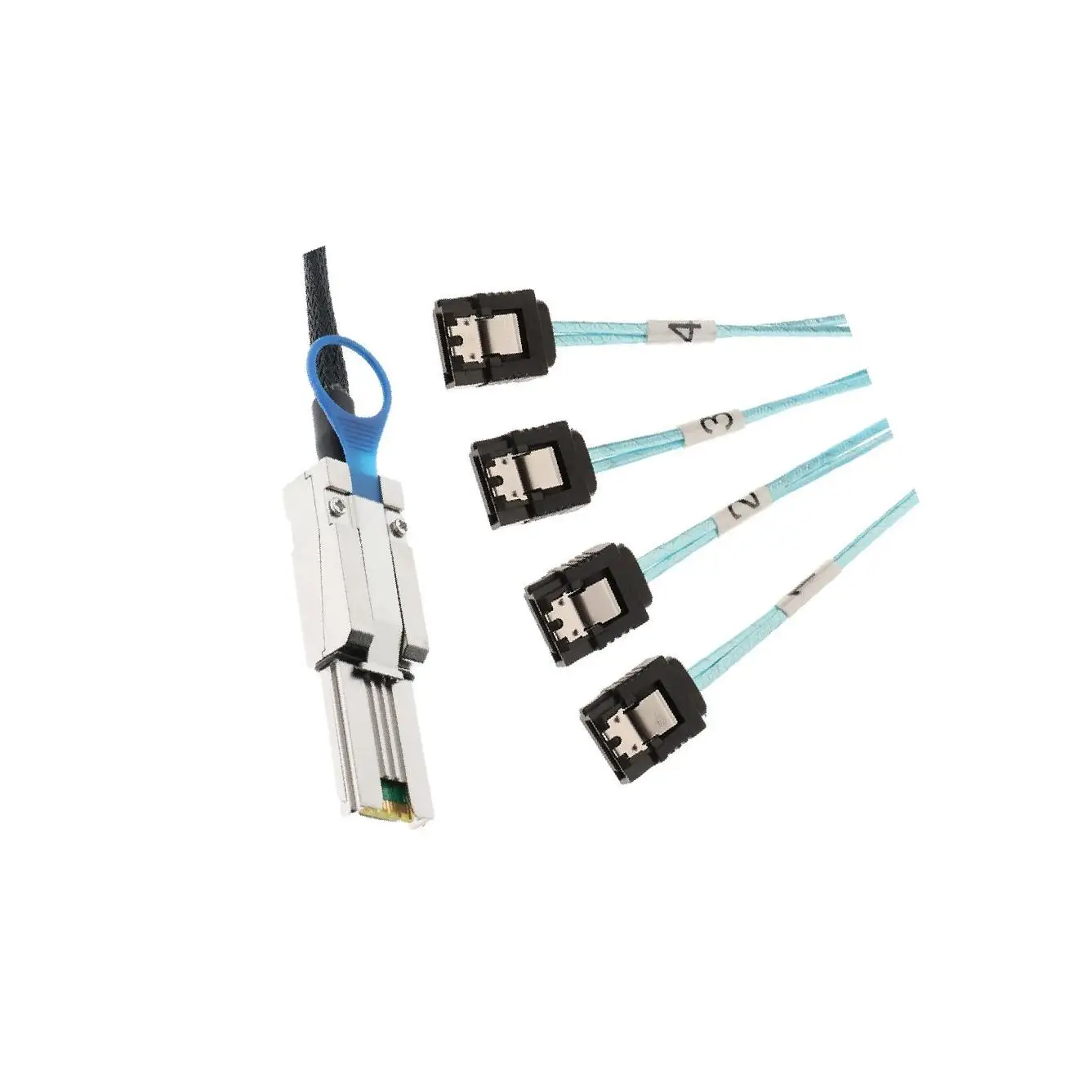 

Mini-SAS 26P SFF-8088 TO 4x 7Pin 6Gb/s Adapter Cable 30AGW & Latch