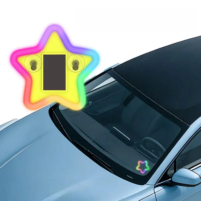 1 Set Car Atmosphere Lights Car Solar Decorative Star Shaped LED Warning Lights For Triangular Rear Windows