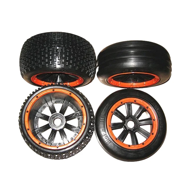 MadMax Baja Wheel 1/5 Rear Dirt Track Tires and Front Groove Tires fits HPI Baja 5B SS King Motor Rovan Buggy