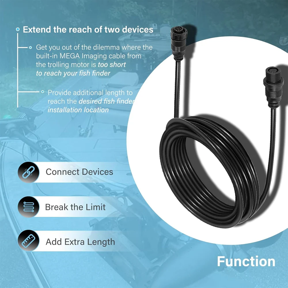 

720106-2 EC M3 14W30 Transducer Extension Cable 14-pin Fit for Humminbird APEX XPLORE SOLIX and Onix Series Fish Finder
