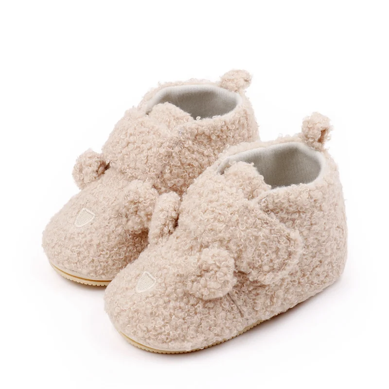 Baby Shoes Winter Soft and Warm Prewalking Sneaker TPR Sole Anti-slip Cute Bear Animal Design 2024 New Fashion 0-9-18M BYQ3202