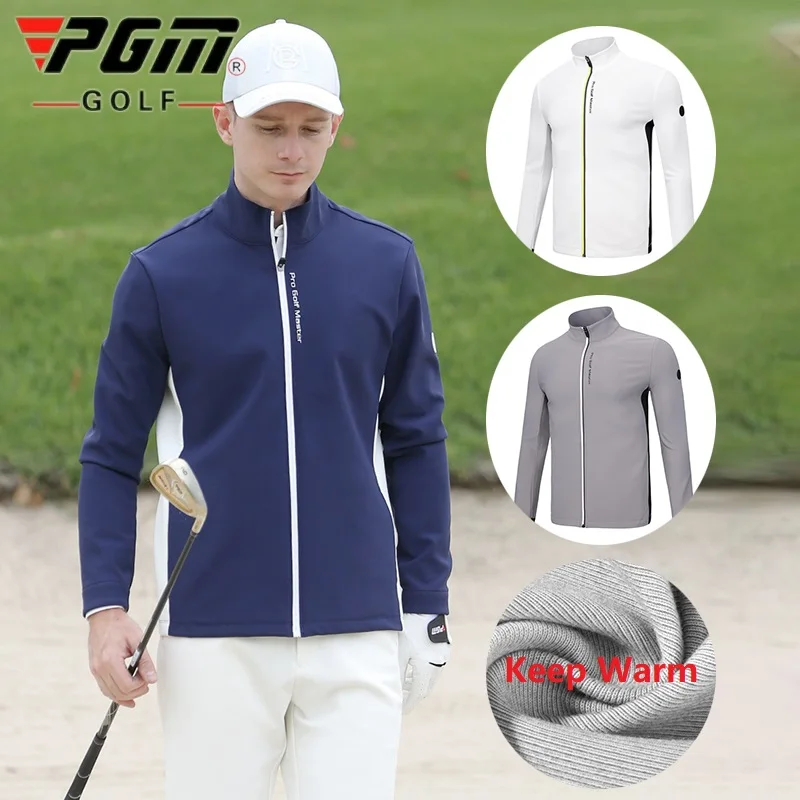 PGM Autumn Men's Golf Jacket Man Baseball Stand Collar Youth Jacket Winter Warm Full Zipper Sports Coats Windbreakers 3 Colors