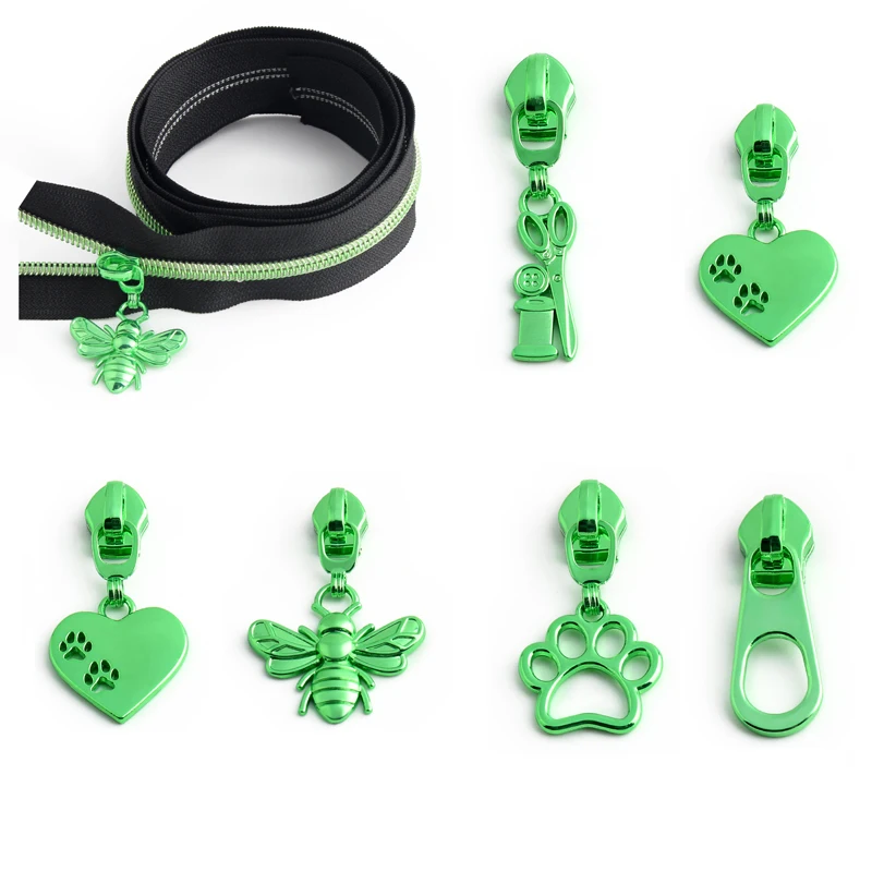 

5PCS Metal Puller Slider Bag Sewing Supplies 5# Nylon Head Replaceable Decorative Zipper Head DIY Wallet Making