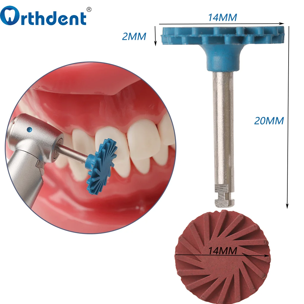 Dental Diamond Rubber Polisher Composite Resin Polishing RA Shank 14mm Wheel Spiral Brush Flex Burs Dentistry Tool Lab  6Pcs/Kit