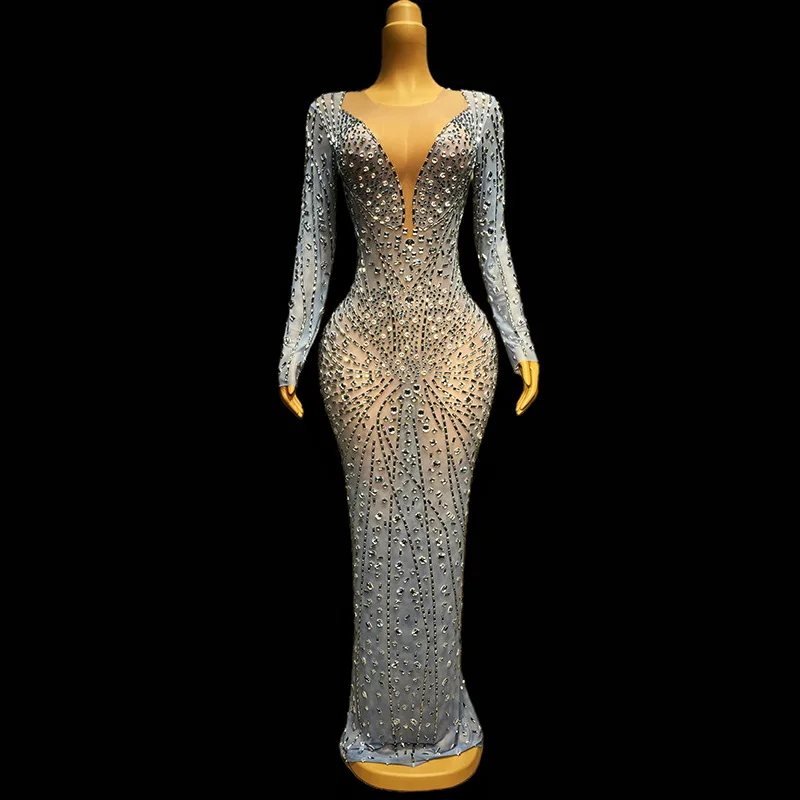 Diamond Host Catwalk Party Banquet Nightclub Bar Singer Costume Vestidos De Boda Para Fiestas Vestidos De Noche Elegante De Lujo