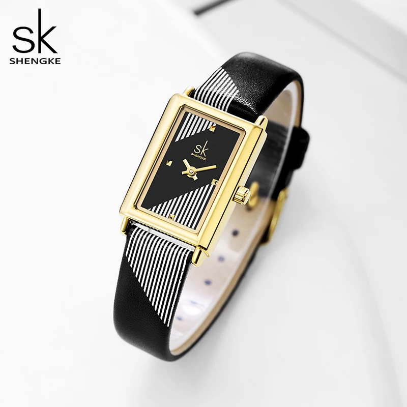 Shengke Fashion Luxury Women Watches Original SK Design Woman Quartz Wristwatches Elegant Rectangle Female Clock Best Gifts