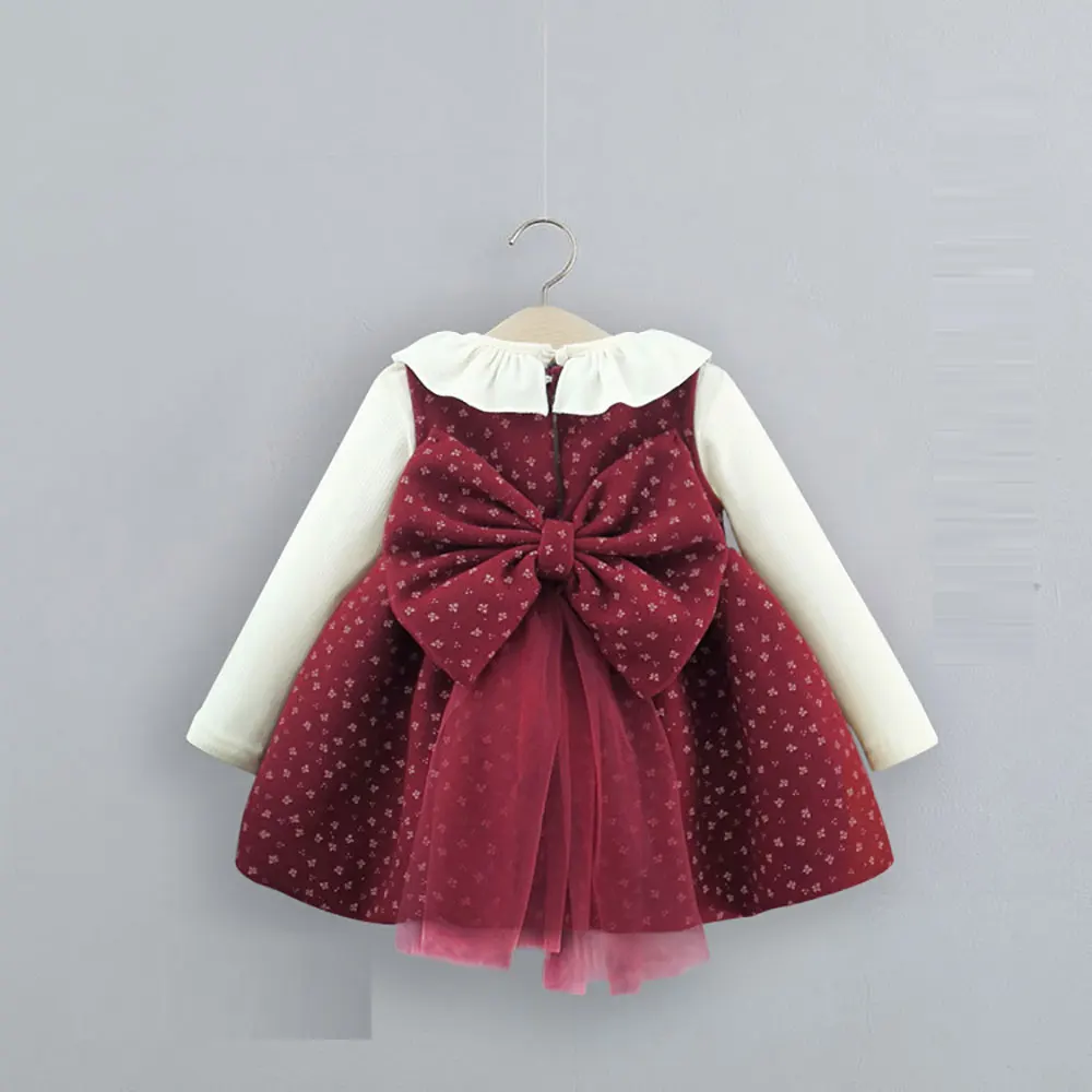Fall baby girls' clothes outfits sets big bow dress+T-shirt top suit for infant girls' clothing baby 1st birthday Christmas sets