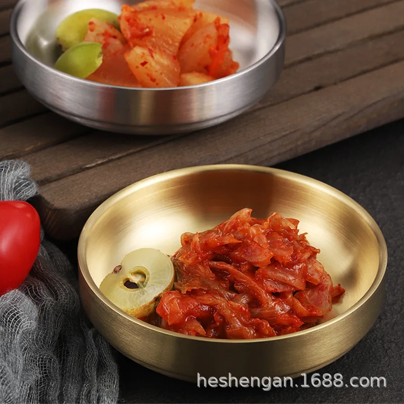 Korean 304 stainless steel sauce dish, small dish, Korean golden kimchi dish, barbecue dipping dish, seasoning dish, tableware