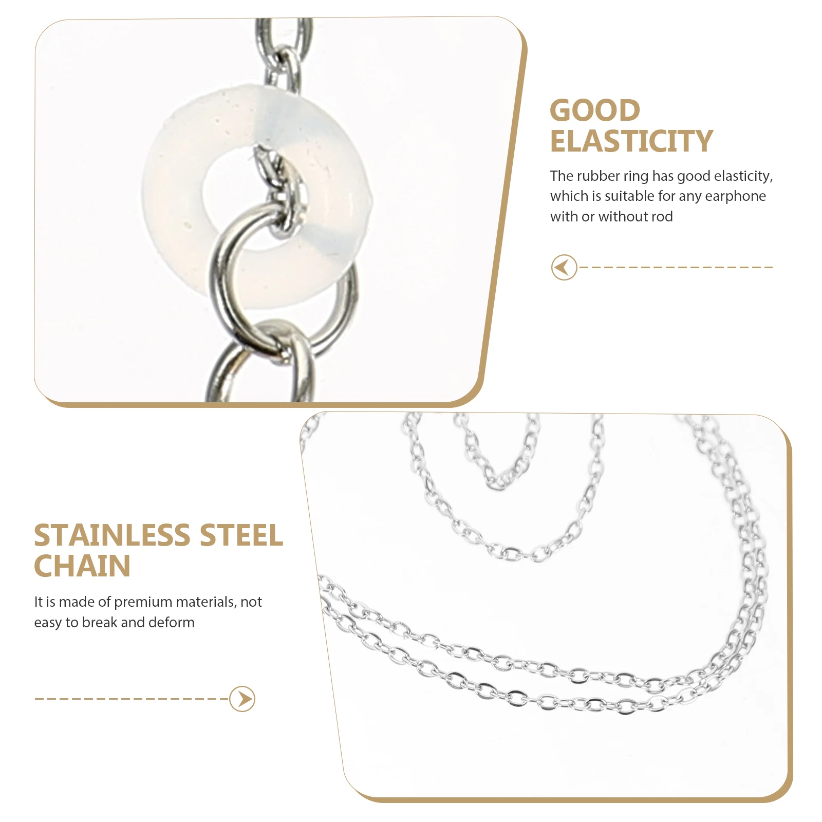 

Wireless Earphone Chain Anti lost Strap Portable Headsets Stainless Steel Accessories Lightweight Compact Design Easy