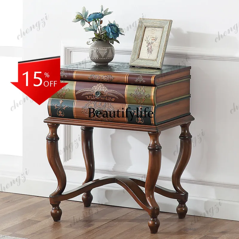 D80 American sofa side cabinets, living room modeling corner few retro painted bedroom bedside table