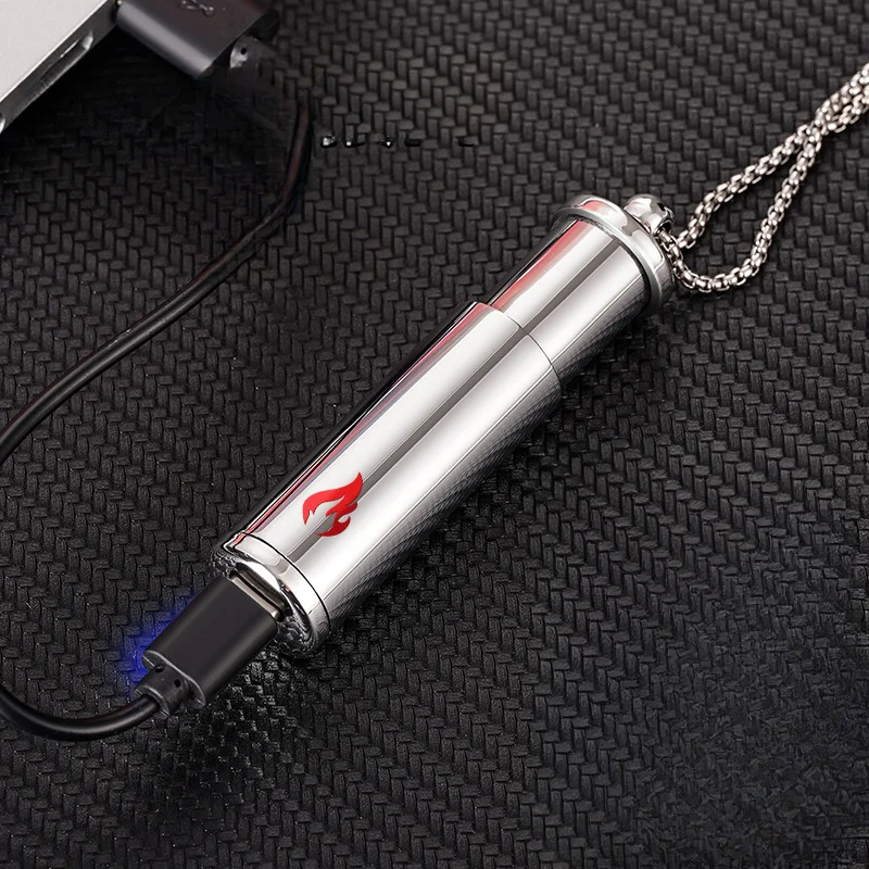 Metal Creative Intelligent Voice Controlled Tungsten Wire Lighter Necklace Exquisite USB Charging Windproof Cigarette Lighter