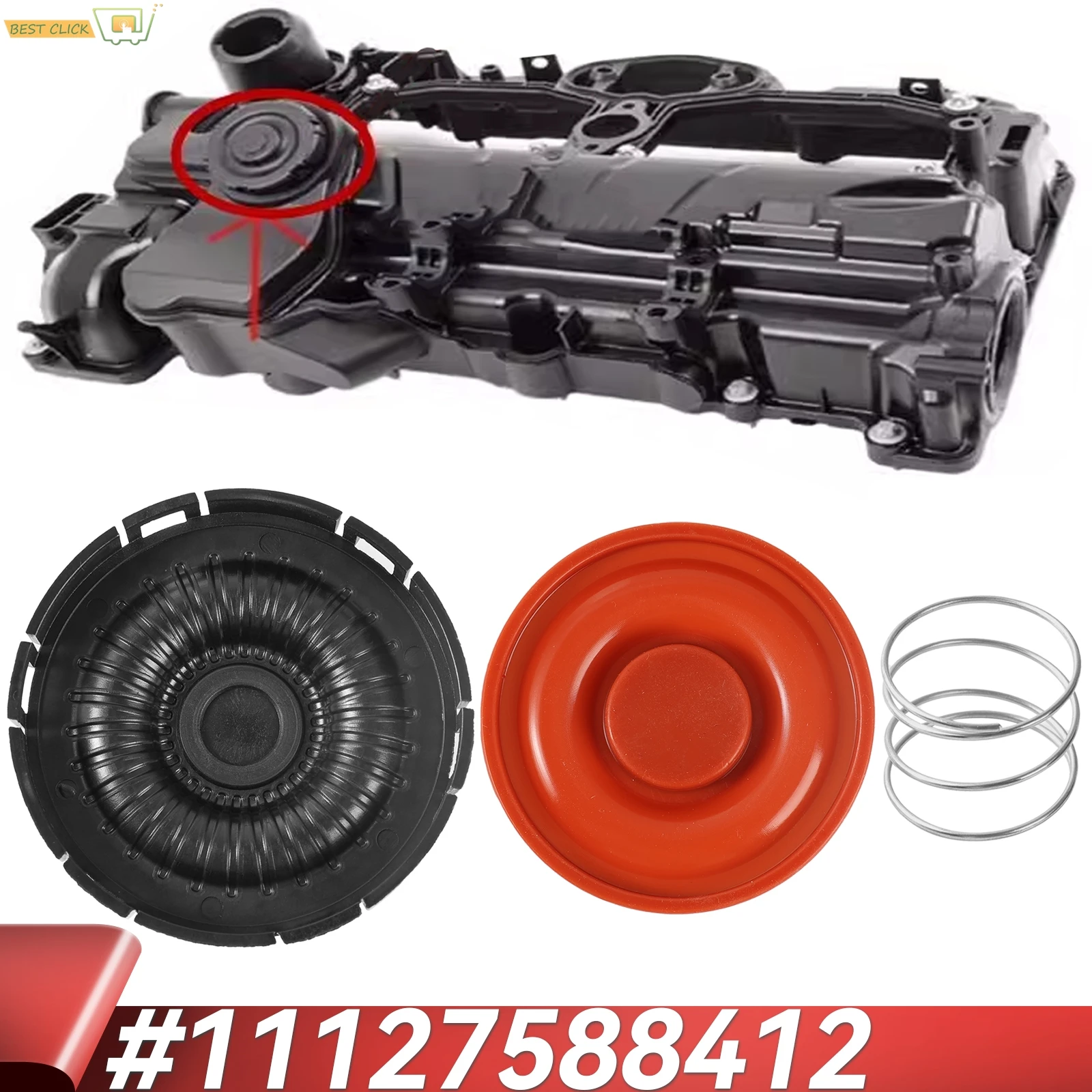 

For BMW F30 F10 N20 3 5 Series PCV Valve Cover Repair Kit with Membrane 11127588412 11128589941
