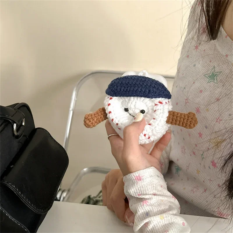 Casing anyaman kartun bisbol, sarung pelindung Earphone kotak pengisi daya untuk AirPods 4 Airpod 1 2 3 Pro Pro2